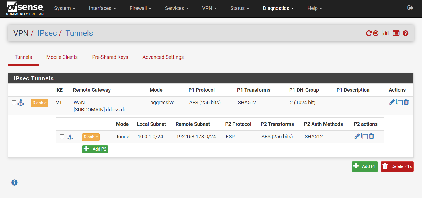 Completed pfSense config