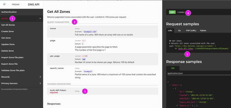 Hetzner DNS - Get All Zones