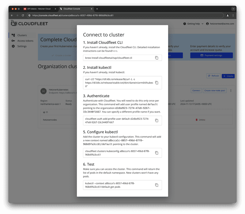 Cloudfleet - Kubernetes Clusters - Authenticate and connect