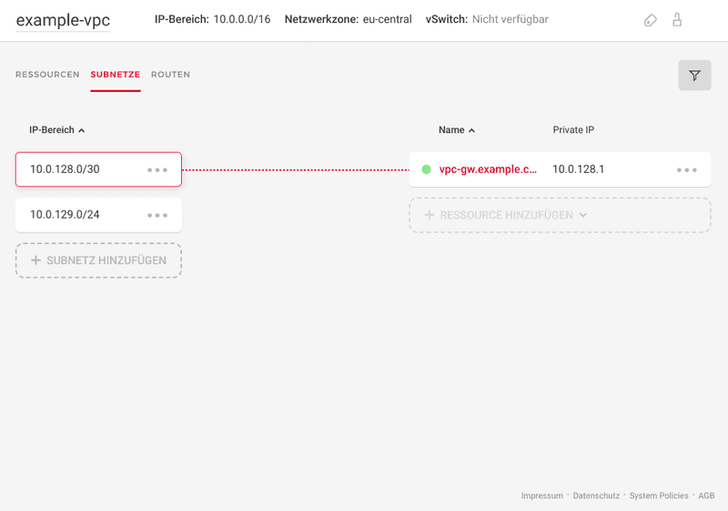 Attach subnet