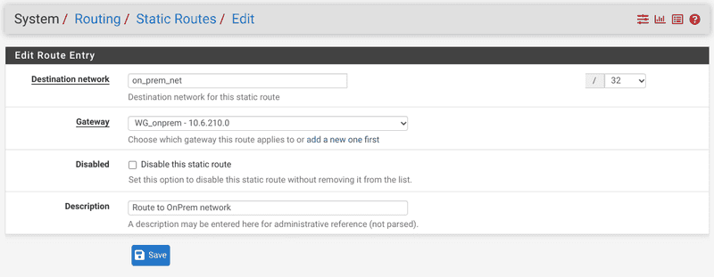 VPC static routes