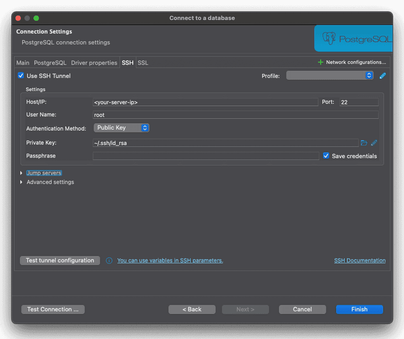 DBeaver ssh tab