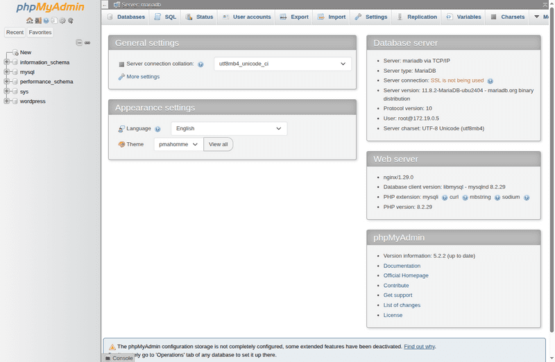phpmyadmin main