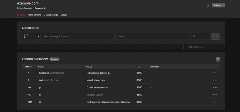Hetzner DNS example