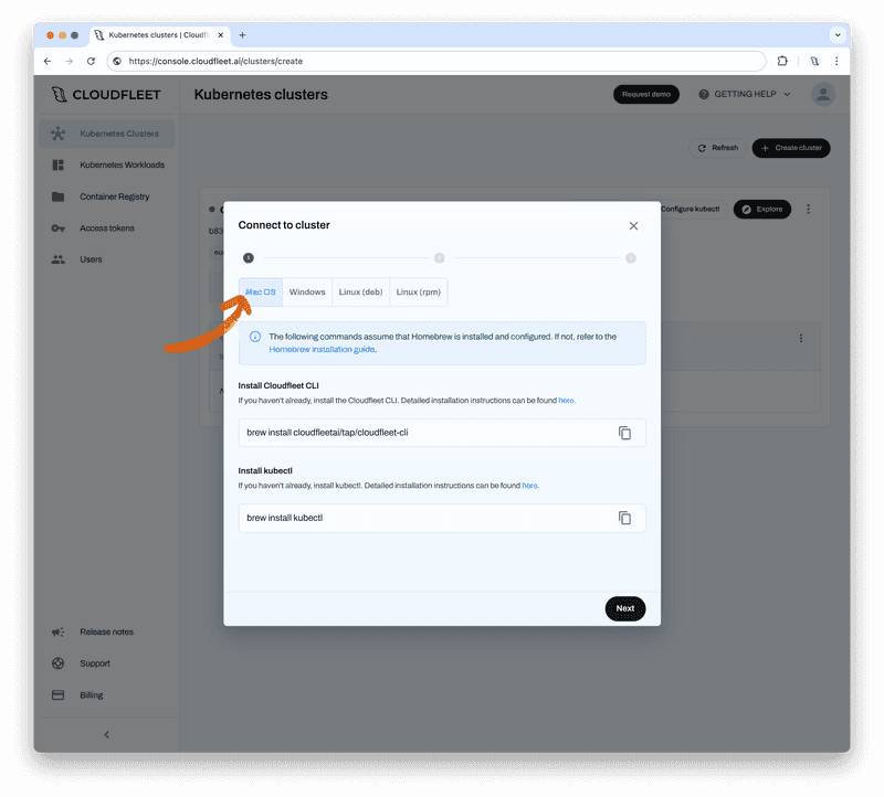 Cloudfleet - Kubernetes Clusters - Install cloudfleet CLI and kubectl
