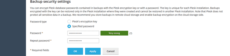 Backup Security Settings