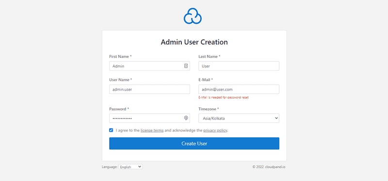Admin User Creation