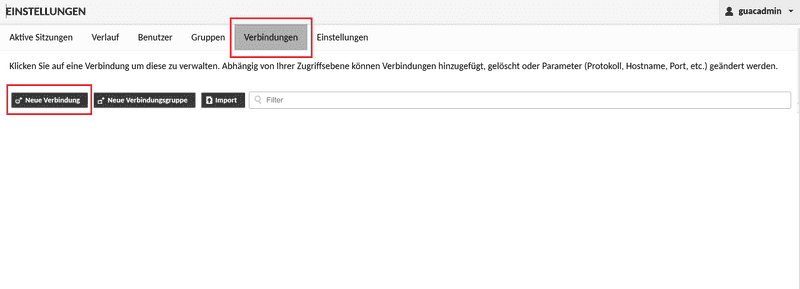die Seite mit den Einstellungen, die entsprechenden Schaltflächen sind markiert