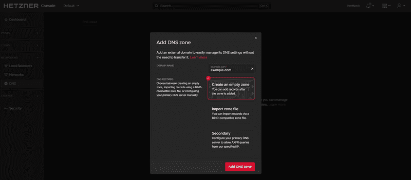 dns create zone en dns create zone en