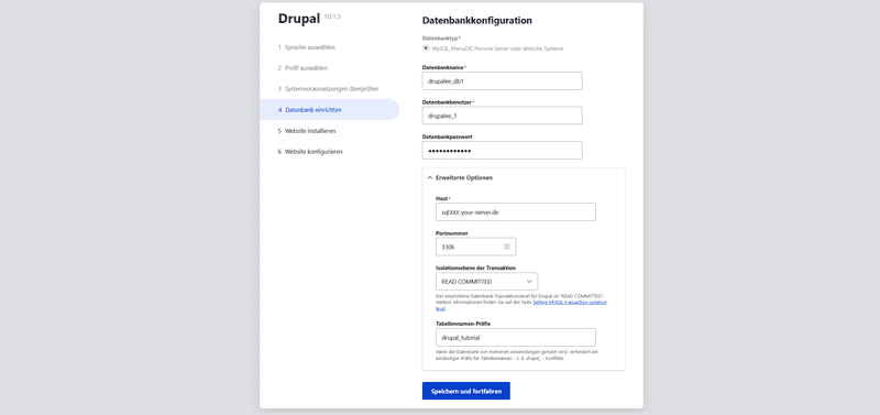 05 Drupal installation database de