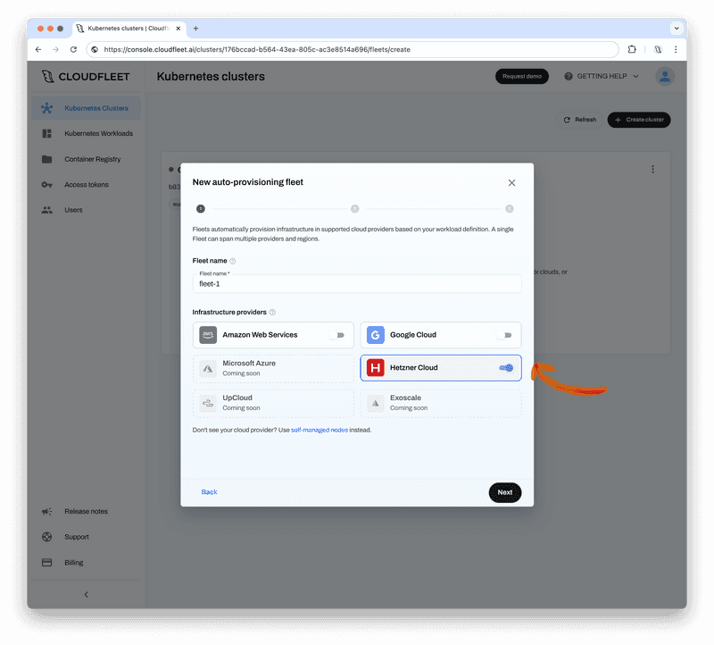 Cloudfleet - Kubernetes Clusters - New fleet providers