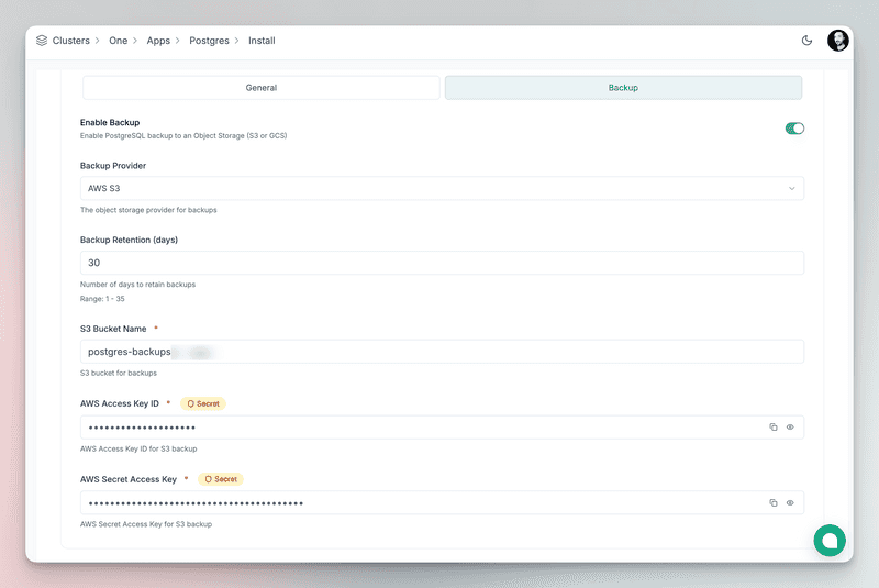 Edka PostgreSQL cluster