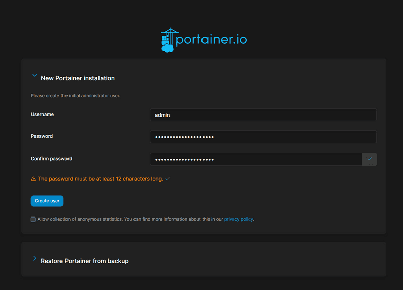 First login to Portainer