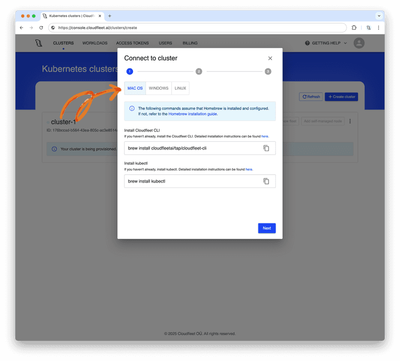 Cloudfleet - Kubernetes Clusters - Install cloudfleet CLI and kubectl