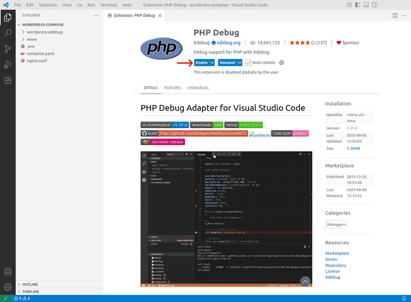 vscode xdebug extension