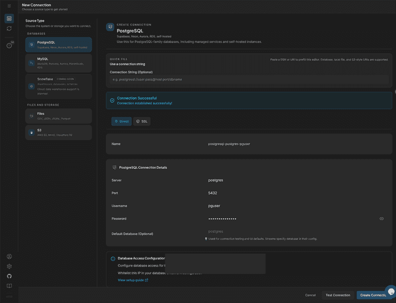 create target connection