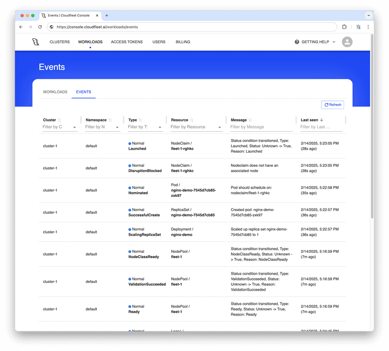 Nginx container running on Cloudfleet Kubernetes Cluster