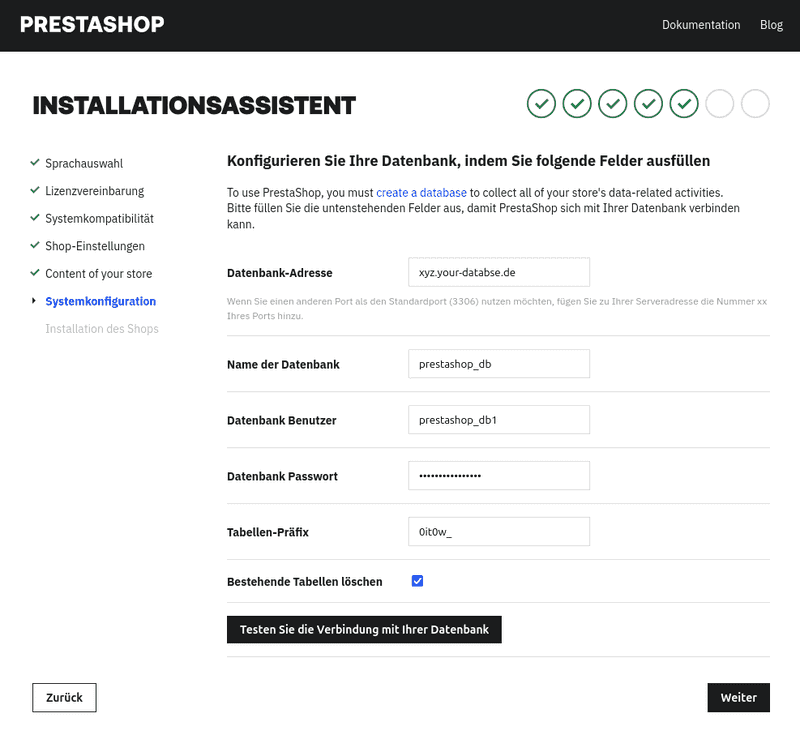 PrestashopDatenbank