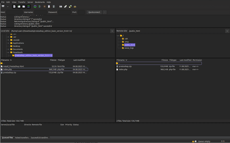 PrestashopFileZilla