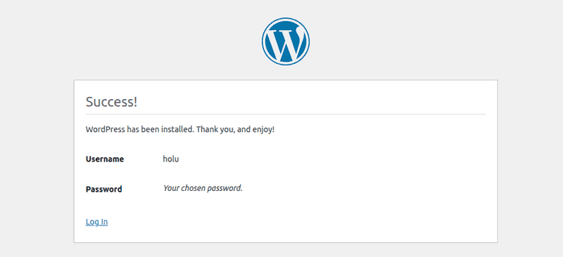 wordpress setup success