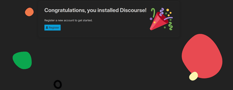 Discourse welcome screen