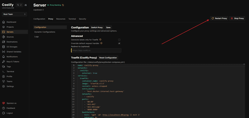 Update Traefik configuration