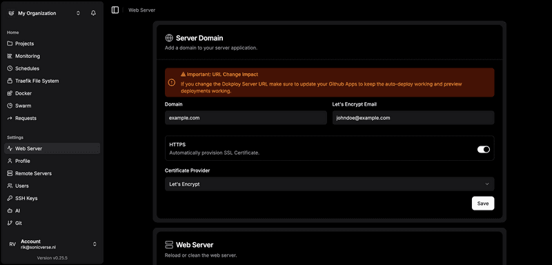 Configure Server Domain