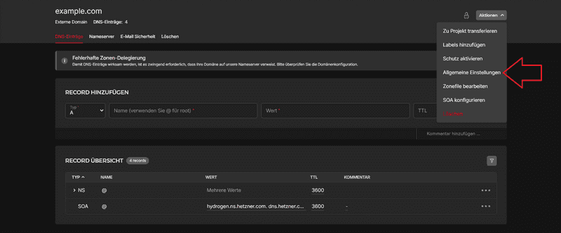 dns action share across projects de dns action share across projects de