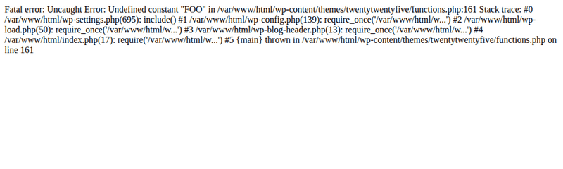 wordpress error message