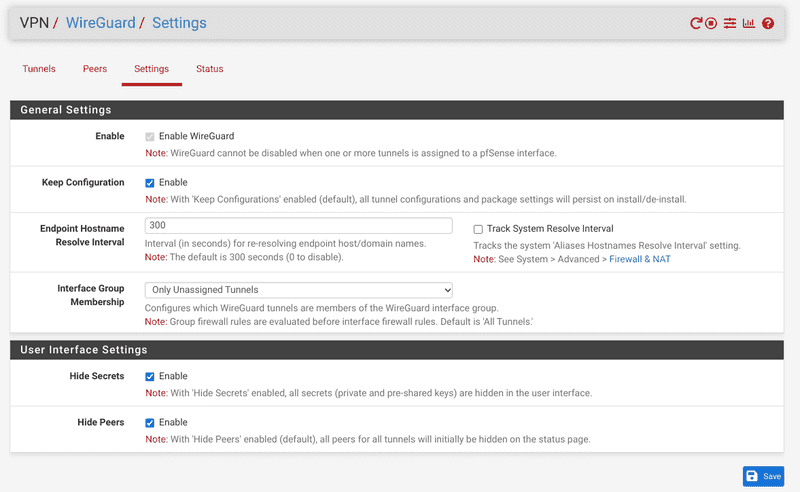 WireGuard Settings