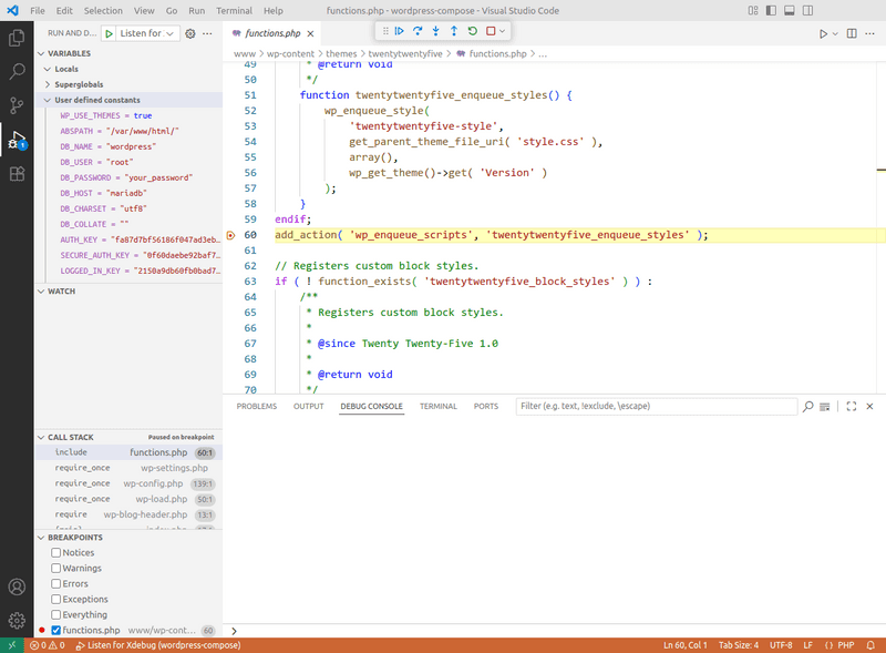 vscode breakpoint stopped