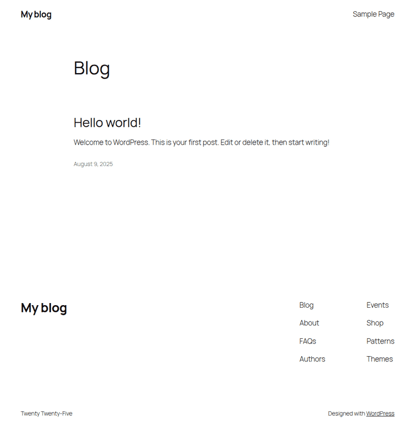 wordpress website homepage