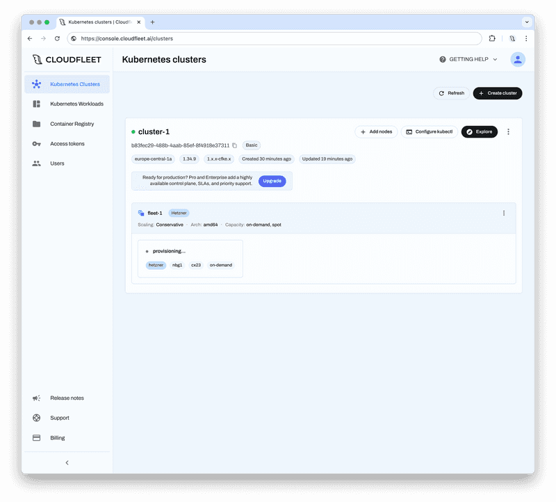 Cloudfleet - Kubernetes Clusters - Node provisioning