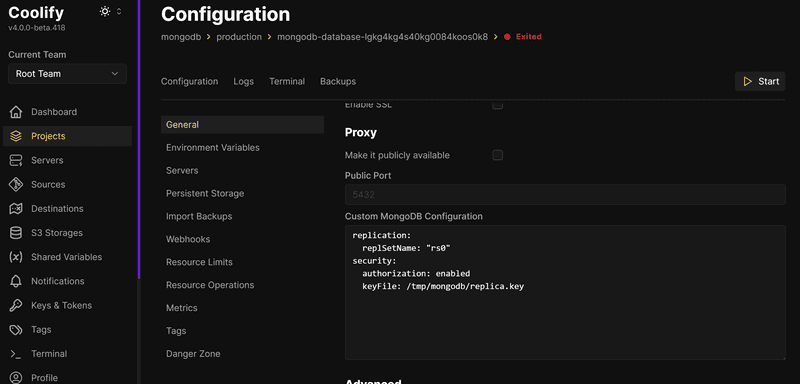mongodb config